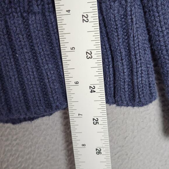 J Crew Always Sweater Womens Medium Blue Cotton Mock Neck Pullover Knit Ribbed - Picture 4 of 11